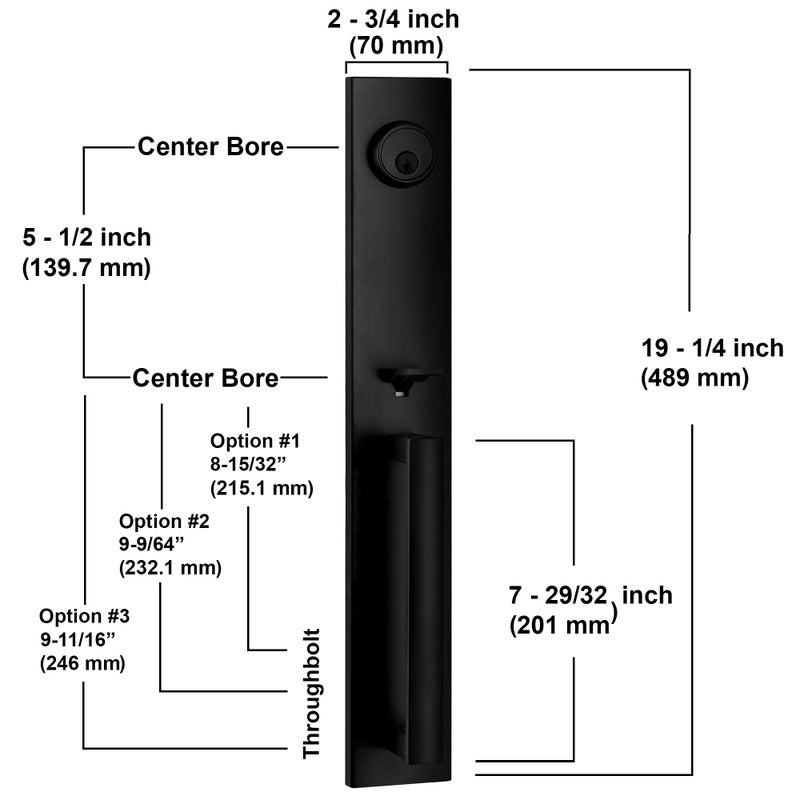 Berlin Modisch Full Escutcheon HandleSet Front Door Entry Handle and Deadbolt Lock Set Slim Square Single Cylinder Deadbolt and Lever Heavy Duty â€“ Iron Black Finish - Image 2